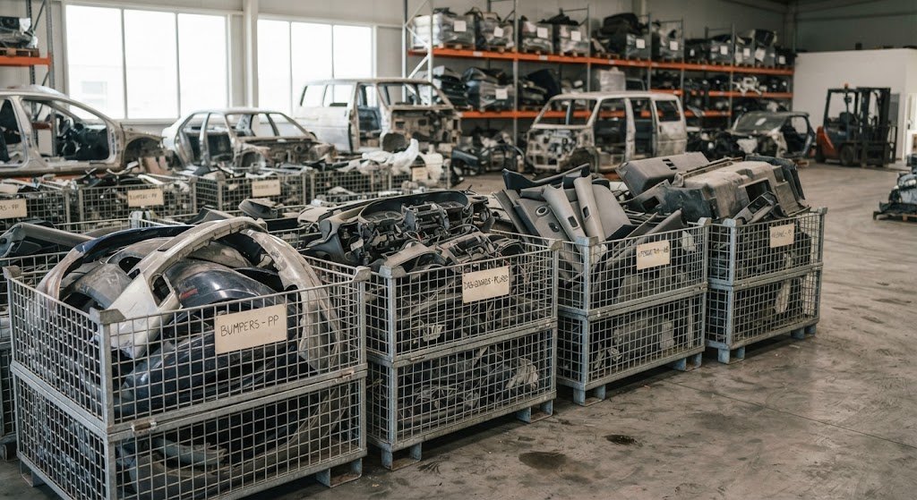 Automotive plastic materials sorted for recycling