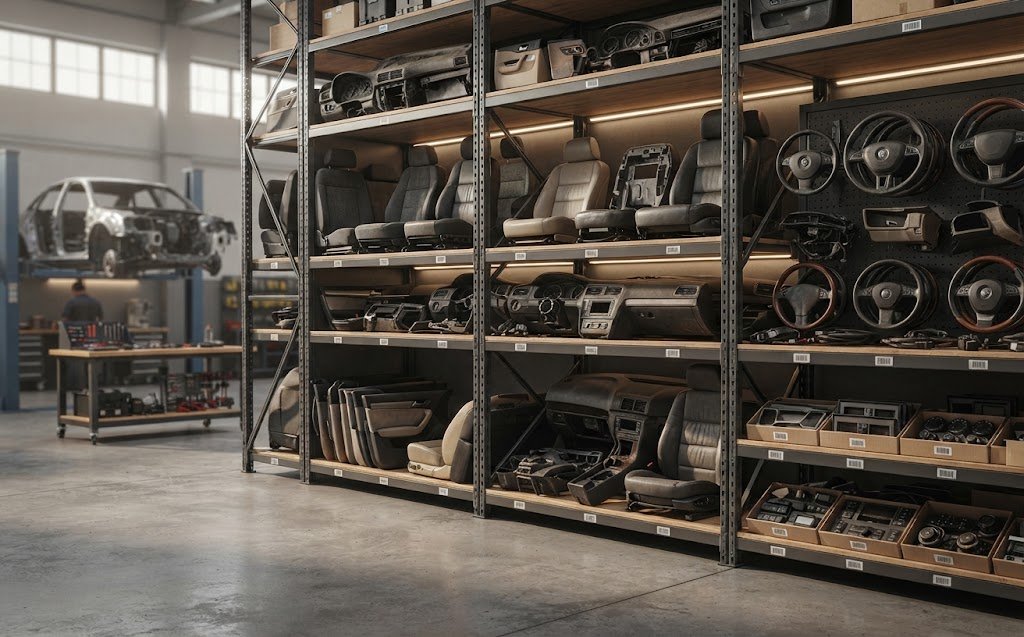 Salvaged vehicle interior parts