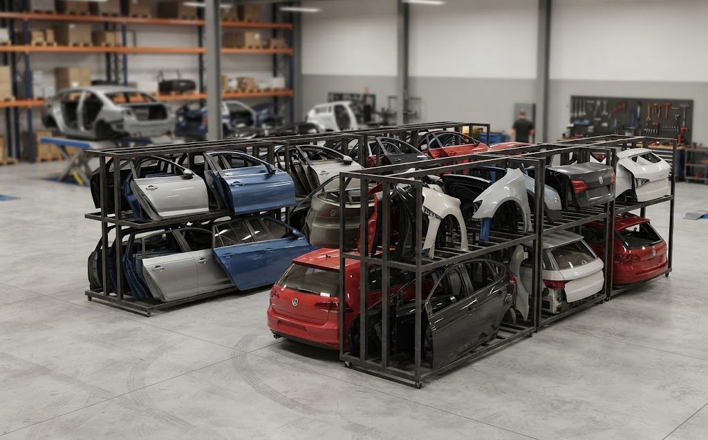 Salvaged automotive body panels and doors
