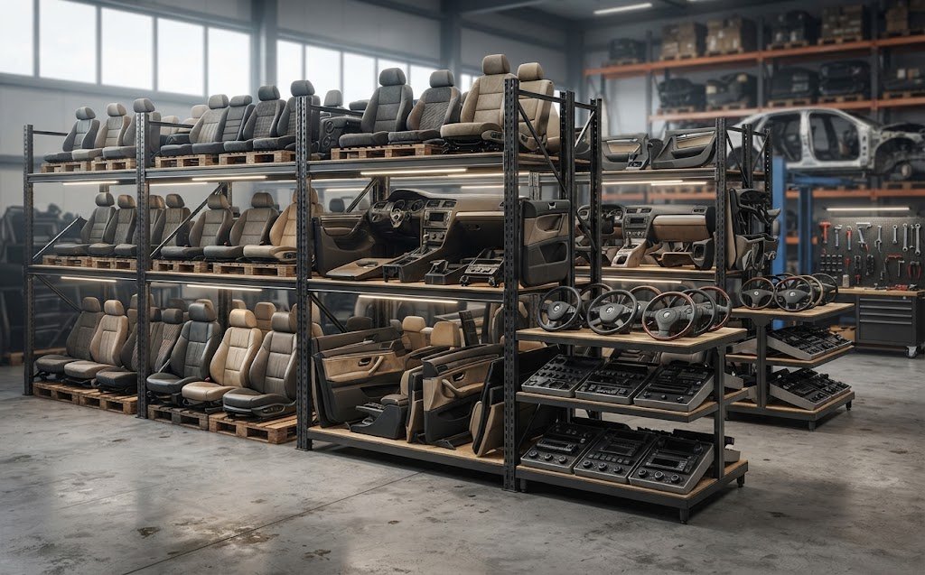 Salvaged vehicle interior components