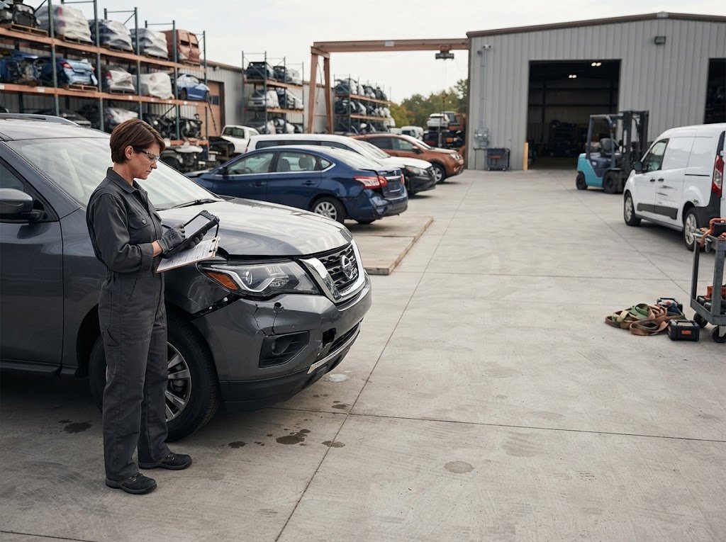 Accident-damaged vehicles being sourced for salvage and recovery