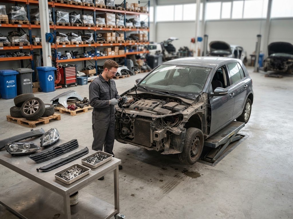 Automotive recycling and vehicle materials recovery at Omni Corp Auto Salvage